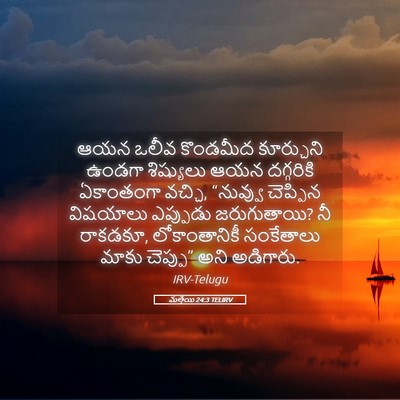 Picture 05 - మత్తయి 24:3 TELIRV - ఆయన ఒలీవ కొండమీద - Bible Verse Picture