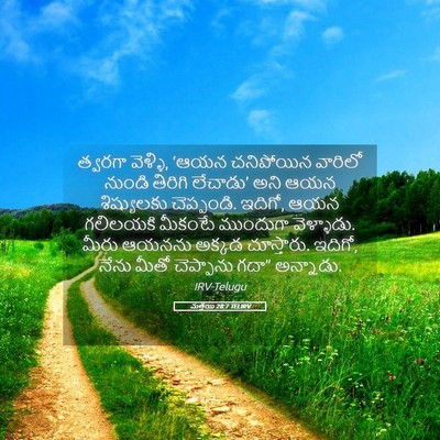 Picture 05 - మత్తయి 28:7 TELIRV - త్వరగా వెళ్ళి, - Bible Verse Picture