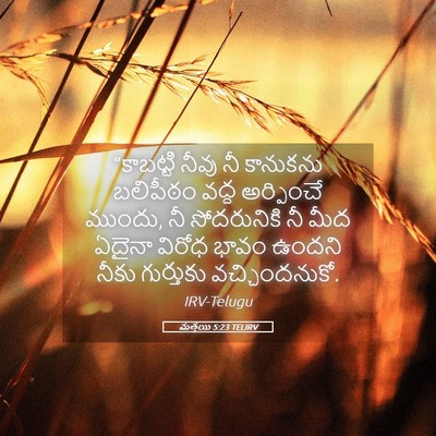 Picture 05 - మత్తయి 5:23 TELIRV - “కాబట్టి నీవు నీ - Bible Verse Picture