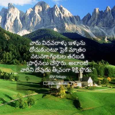 Picture 05 - మార్కు 12:40 TELIRV - వారు విధవరాళ్ళ - Bible Verse Picture