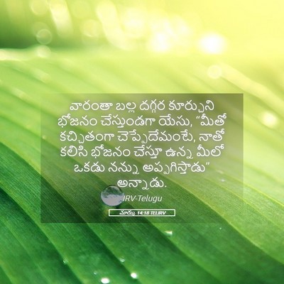 Picture 05 - మార్కు 14:18 TELIRV - వారంతా బల్ల దగ్గర - Bible Verse Picture