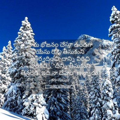 Picture 05 - మార్కు 14:22 TELIRV - వారు భోజనం చేస్తూ - Bible Verse Picture