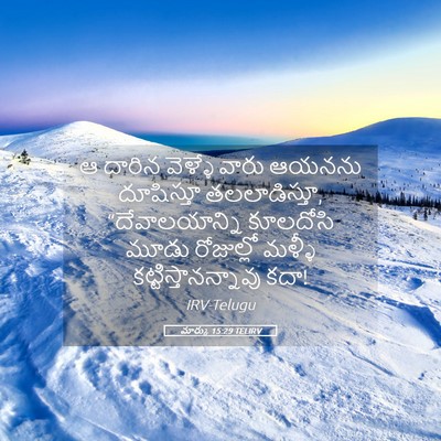 Picture 05 - మార్కు 15:29 TELIRV - ఆ దారిన వెళ్ళే - Bible Verse Picture