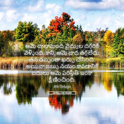Picture 05 - మార్కు 5:26 TELIRV - ఆమె చాలామంది - Bible Verse Picture