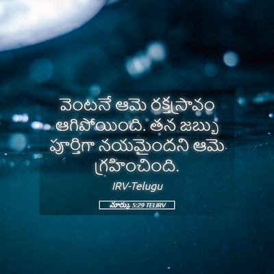 Picture 05 - మార్కు 5:29 TELIRV - వెంటనే ఆమె - Bible Verse Picture
