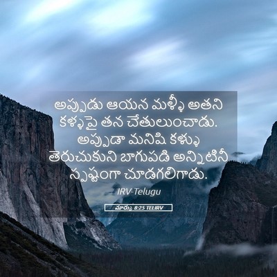 Picture 05 - మార్కు 8:25 TELIRV - అప్పుడు ఆయన మళ్ళీ - Bible Verse Picture