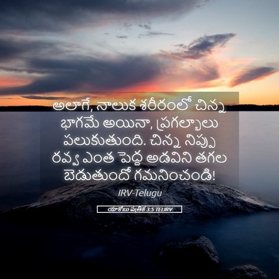 Picture 05 - యాకోబు పత్రిక 3:5 TELIRV - అలాగే, నాలుక - Bible Verse Picture