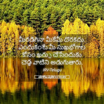 Picture 05 - యాకోబు పత్రిక 4:3 TELIRV - మీరడిగినా మీకేమీ - Bible Verse Picture