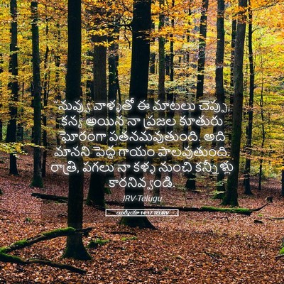 Picture 05 - యిర్మీయా 14:17 TELIRV - “నువ్వు వాళ్ళతో ఈ - Bible Verse Picture