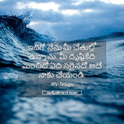 Picture 05 - యిర్మీయా 26:14 TELIRV - ఇదిగో నేను మీ - Bible Verse Picture