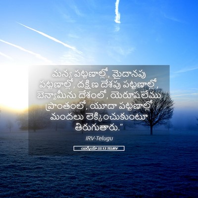 Picture 05 - యిర్మీయా 33:13 TELIRV - మన్య పట్టణాల్లో, - Bible Verse Picture