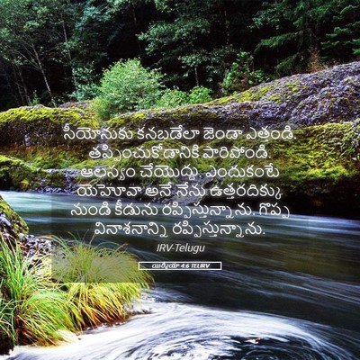 Picture 05 - యిర్మీయా 4:6 TELIRV - సీయోనుకు కనబడేలా - Bible Verse Picture