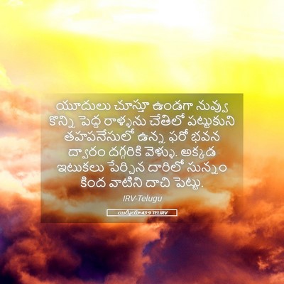 Picture 05 - యిర్మీయా 43:9 TELIRV - యూదులు చూస్తూ - Bible Verse Picture