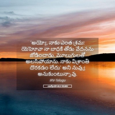 Picture 05 - యిర్మీయా 45:3 TELIRV - ‘అయ్యో, నాకు ఎంత - Bible Verse Picture