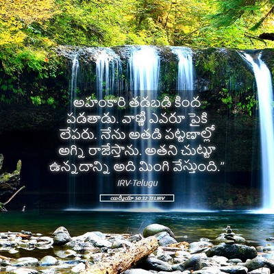 Picture 05 - యిర్మీయా 50:32 TELIRV - అహంకారి తడబడి - Bible Verse Picture