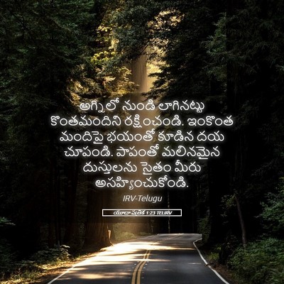 Picture 05 - యూదా పత్రిక 1:23 TELIRV - అగ్నిలో నుండి - Bible Verse Picture
