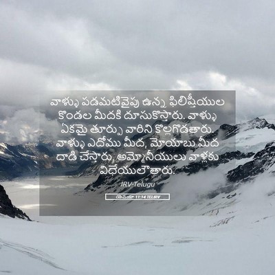 Picture 05 - యెషయా 11:14 TELIRV - వాళ్ళు పడమటివైపు - Bible Verse Picture