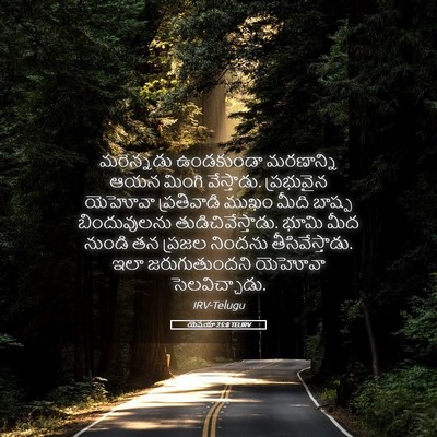 Picture 05 - యెషయా 25:8 TELIRV - మరెన్నడు ఉండకుండా - Bible Verse Picture