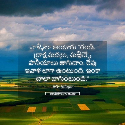 Picture 05 - యెషయా 56:12 TELIRV - వాళ్ళిలా అంటారు - Bible Verse Picture