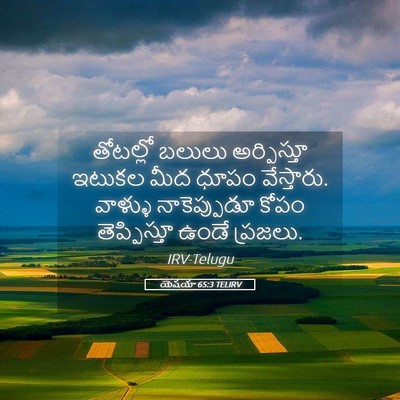 Picture 05 - యెషయా 65:3 TELIRV - తోటల్లో బలులు - Bible Verse Picture