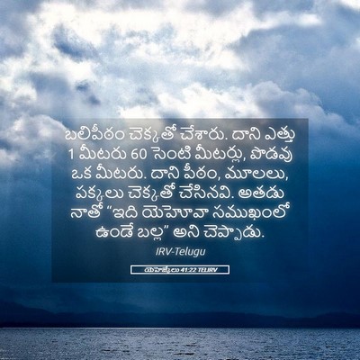 Picture 05 - యెహెజ్కేలు 41:22 TELIRV - బలిపీఠం చెక్కతో - Bible Verse Picture