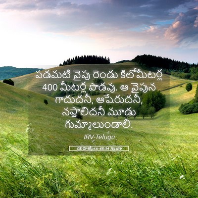 Picture 05 - యెహెజ్కేలు 48:34 TELIRV - పడమటి వైపు రెండు - Bible Verse Picture
