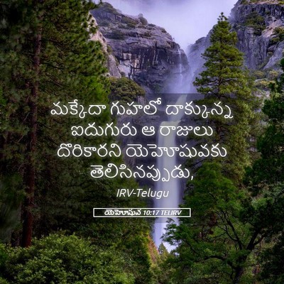 Picture 05 - యెహోషువ 10:17 TELIRV - మక్కేదా గుహలో - Bible Verse Picture