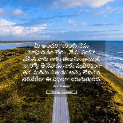 Picture 05 - యోహాను 13:18 TELIRV - మీ అందరి గురించి - Bible Verse Picture
