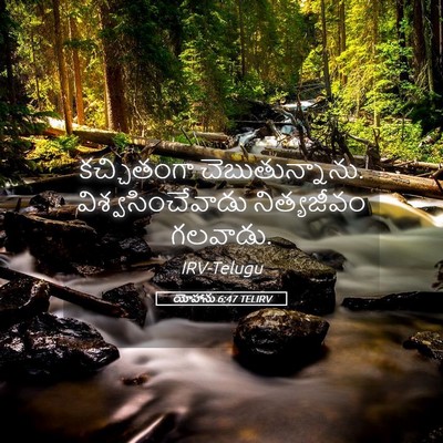 Picture 05 - యోహాను 6:47 TELIRV - కచ్చితంగా - Bible Verse Picture
