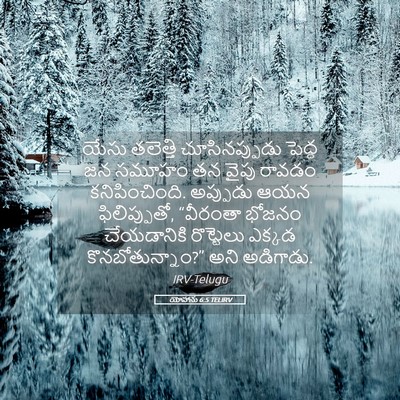 Picture 05 - యోహాను 6:5 TELIRV - యేసు తలెత్తి - Bible Verse Picture