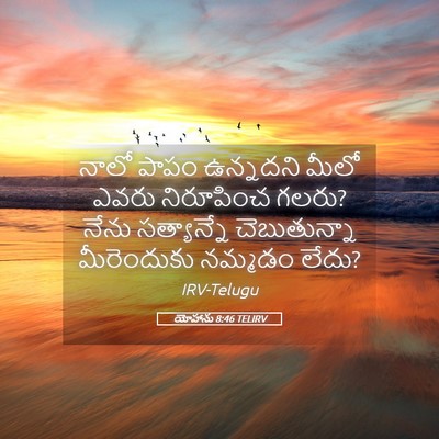 Picture 05 - యోహాను 8:46 TELIRV - నాలో పాపం ఉన్నదని - Bible Verse Picture