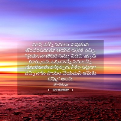 Picture 05 - లూకా 10:40 TELIRV - మార్త ఎన్నో పనులు - Bible Verse Picture