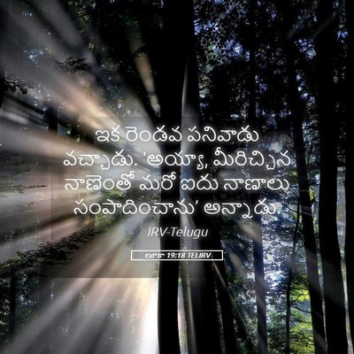 Picture 05 - లూకా 19:18 TELIRV - ఇక రెండవ పనివాడు - Bible Verse Picture