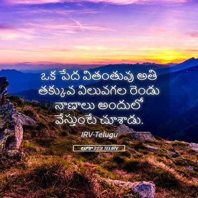 Picture 05 - లూకా 21:2 TELIRV - ఒక పేద వితంతువు - Bible Verse Picture