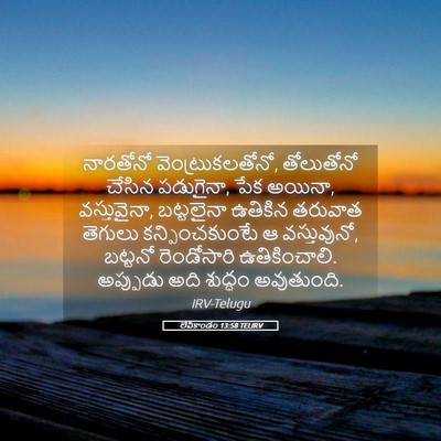 Picture 05 - లేవీకాండం 13:58 TELIRV - నారతోనో - Bible Verse Picture