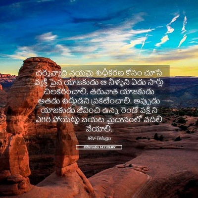 Picture 05 - లేవీకాండం 14:7 TELIRV - చర్మవ్యాధి నయమై - Bible Verse Picture