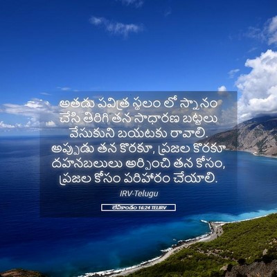 Picture 05 - లేవీకాండం 16:24 TELIRV - అతడు పవిత్ర స్థలం - Bible Verse Picture