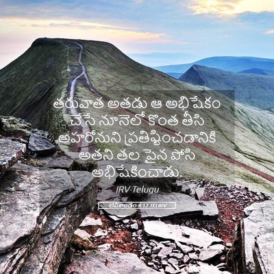 Picture 05 - లేవీకాండం 8:12 TELIRV - తరువాత అతడు ఆ - Bible Verse Picture