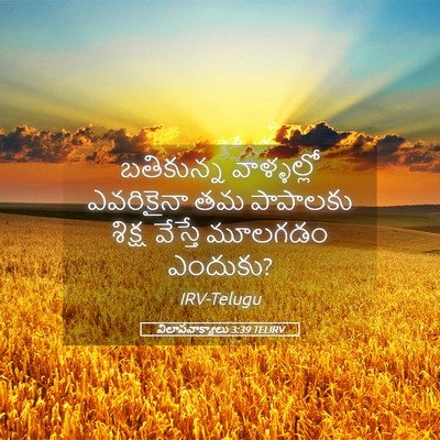 Picture 05 - విలాపవాక్యాలు 3:39 TELIRV - బతికున్న - Bible Verse Picture