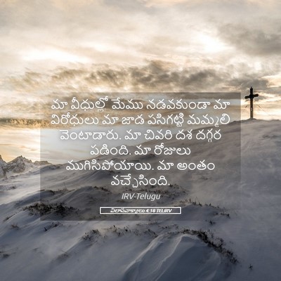 Picture 05 - విలాపవాక్యాలు 4:18 TELIRV - మా వీధుల్లో మేము - Bible Verse Picture