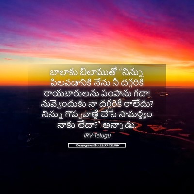 Picture 05 - సంఖ్యాకాండం 22:37 TELIRV - బాలాకు బిలాముతో - Bible Verse Picture