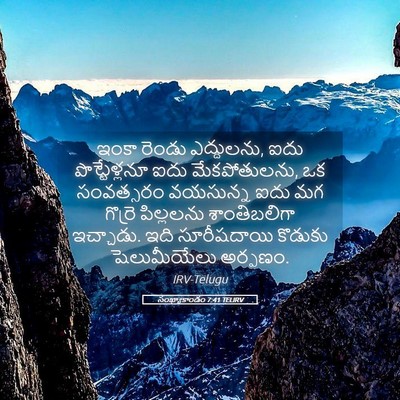 Picture 05 - సంఖ్యాకాండం 7:41 TELIRV - ఇంకా రెండు - Bible Verse Picture