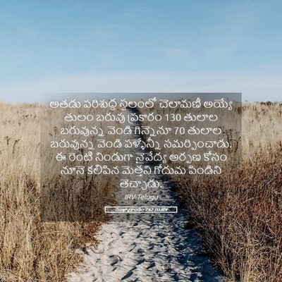 Picture 05 - సంఖ్యాకాండం 7:67 TELIRV - అతడు పరిశుద్ధ - Bible Verse Picture