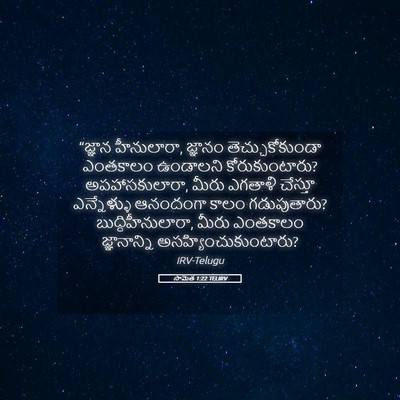 Picture 05 - సామెత 1:22 TELIRV - “జ్ఞాన హీనులారా, - Bible Verse Picture