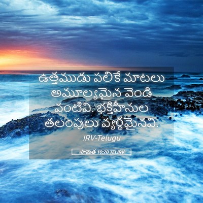 Picture 05 - సామెత 10:20 TELIRV - ఉత్తముడు పలికే - Bible Verse Picture