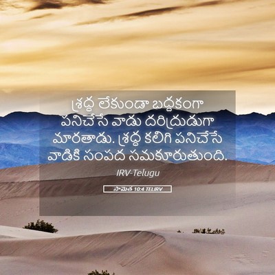 Picture 05 - సామెత 10:4 TELIRV - శ్రద్ధ లేకుండా - Bible Verse Picture