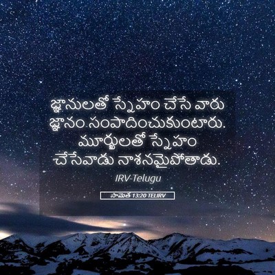 Picture 05 - సామెత 13:20 TELIRV - జ్ఞానులతో స్నేహం - Bible Verse Picture