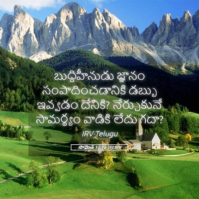 Picture 05 - సామెత 17:16 TELIRV - బుద్ధిహీనుడు - Bible Verse Picture