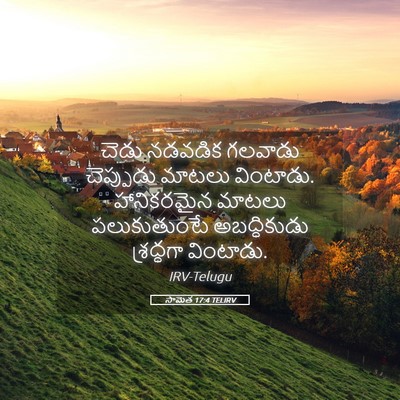 Picture 05 - సామెత 17:4 TELIRV - చెడు నడవడిక - Bible Verse Picture