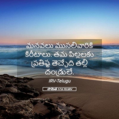 Picture 05 - సామెత 17:6 TELIRV - మనవలు ముసలివారికి - Bible Verse Picture
